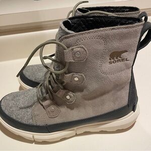 Sorel Explorer II Joan Waterproof Boot 9.5 Grey/Green